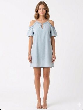 Lily Star Light Blue Cold-Shoulder Midi Dress